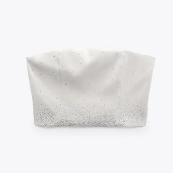 ZARA…. SHINY STRAPLESS  SATIN TOP - Picture 6 of 12